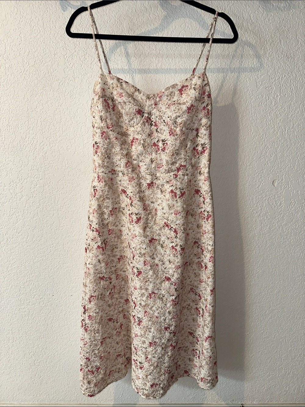 Chelsea28 Cream Floral Eyelet Midi Dress with Pink Accents